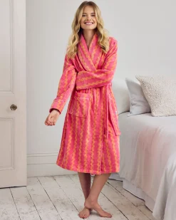 Cotton Towelling Sunset Wavy Stripe Dressing Gown