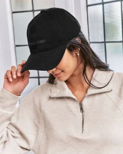 Cotton Twill Embroidered Logo Baseball Cap - Black