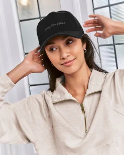 Cotton Twill Embroidered Logo Baseball Cap - Black
