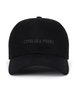 Cotton Twill Embroidered Logo Baseball Cap - Black