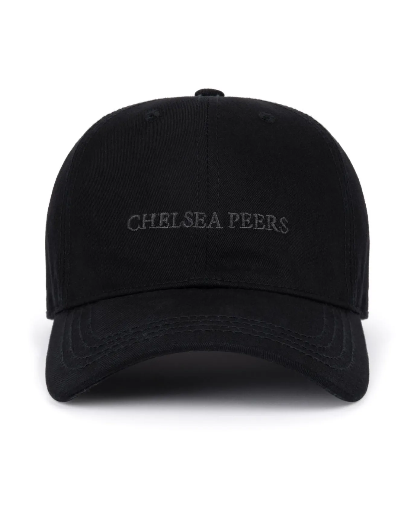 Cotton Twill Embroidered Logo Baseball Cap - Black
