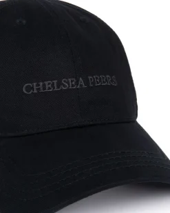 Cotton Twill Embroidered Logo Baseball Cap - Black