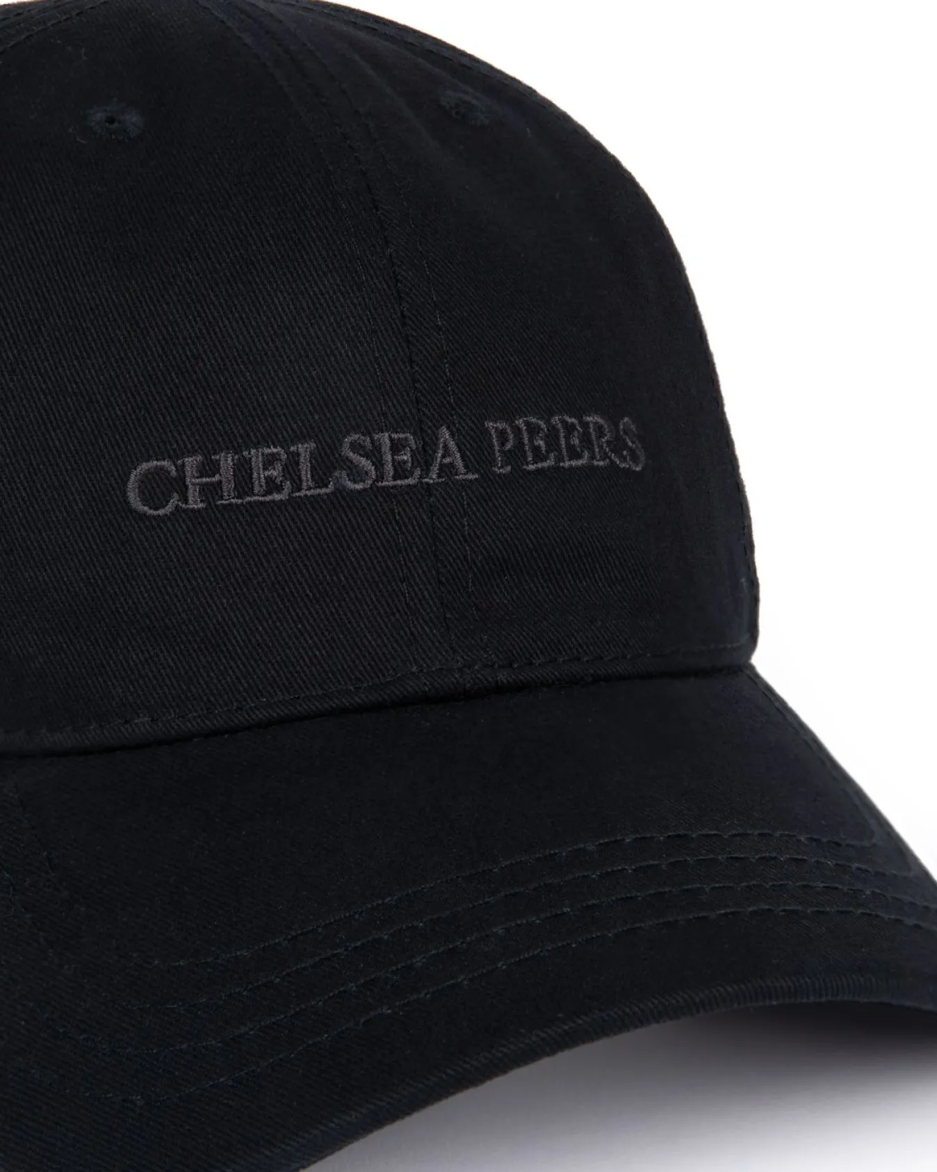 Cotton Twill Embroidered Logo Baseball Cap - Black