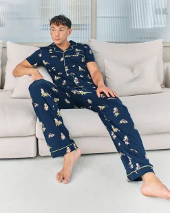 Country Hound Dog Print Long Pyjama Set