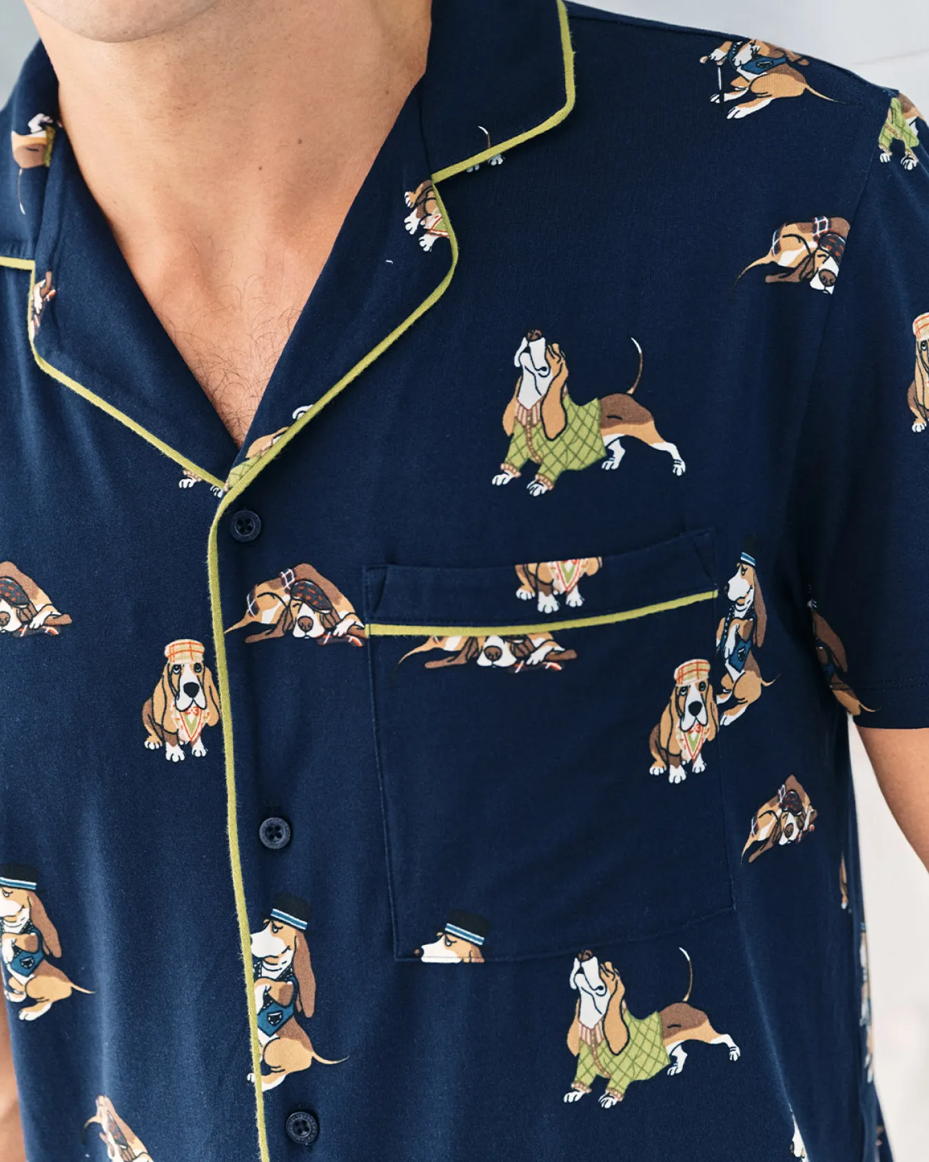 Country Hound Dog Print Long Pyjama Set