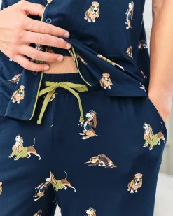 Country Hound Dog Print Long Pyjama Set