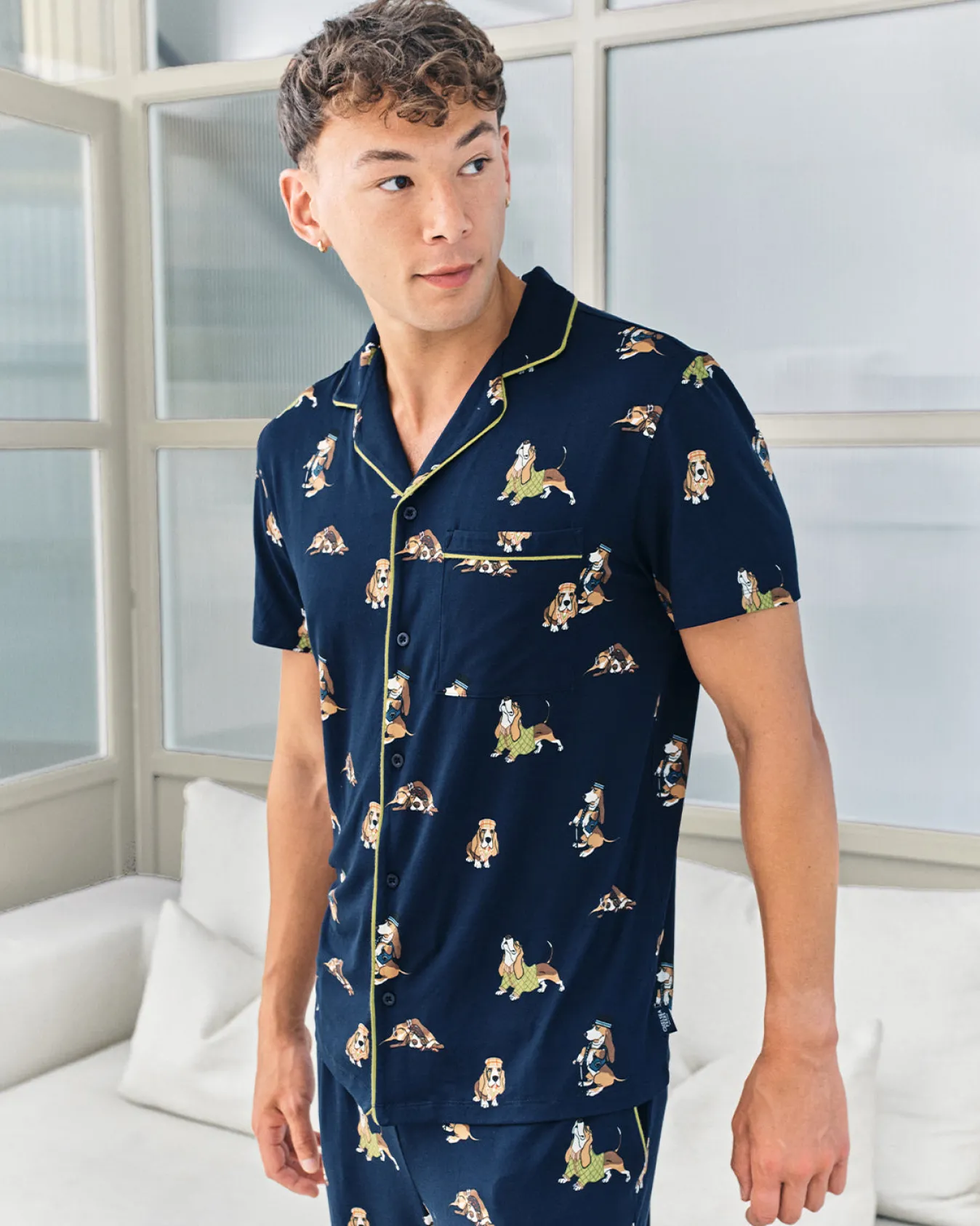 Country Hound Dog Print Long Pyjama Set