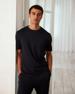 Crew Neck Long Pyjama Set - Navy