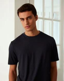Crew Neck Long Pyjama Set - Navy