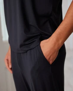 Crew Neck Long Pyjama Set - Navy