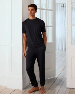 Crew Neck Long Pyjama Set - Navy
