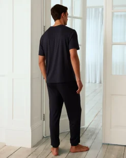 Crew Neck Long Pyjama Set - Navy