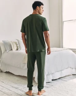 Crew Neck Long Pyjama Set - Sage