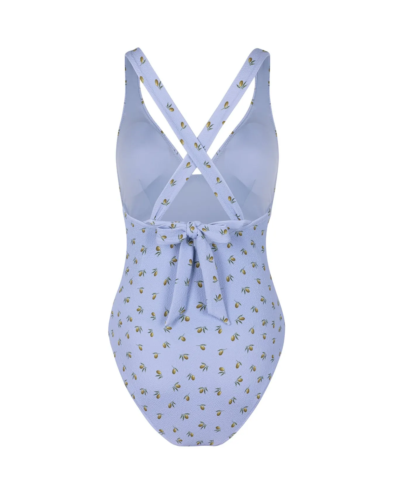 Crinkle Ditsy Olive Print Cross Back Swimsuit