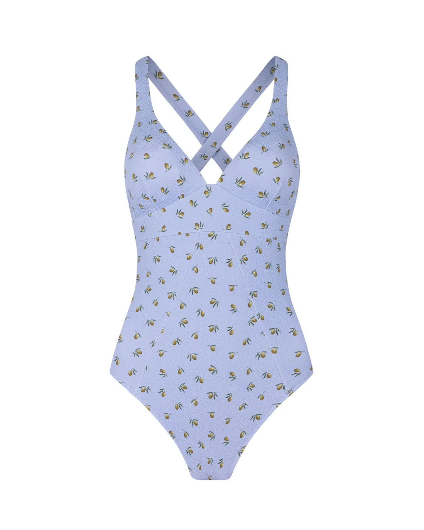 Crinkle Ditsy Olive Print Cross Back Swimsuit