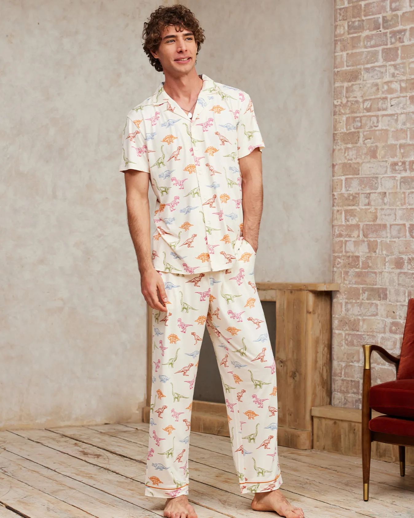 Dinosaur Print Long Pyjama Set