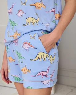 Dinosaur Print Short Pyjama Set - Blue