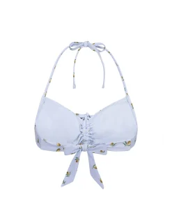 Ditsy Olive Print Halterneck Bikini Top