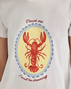Embroidered Lobster Stripe Graphic Tee Short Pyjama Set