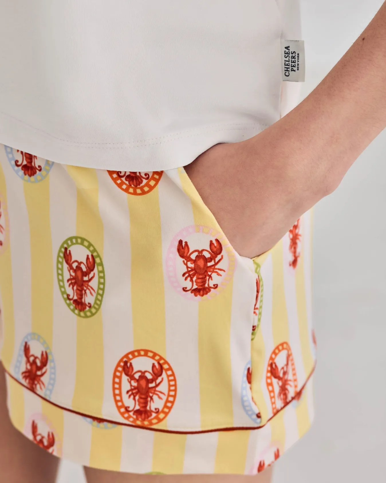 Embroidered Lobster Stripe Graphic Tee Short Pyjama Set