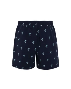 Embroidered Palm Swim Shorts - Navy