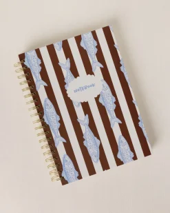 Fishing Stripe Print Hardback Spiral Lined Notebook