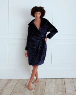 Fleece Dressing Gown - Navy