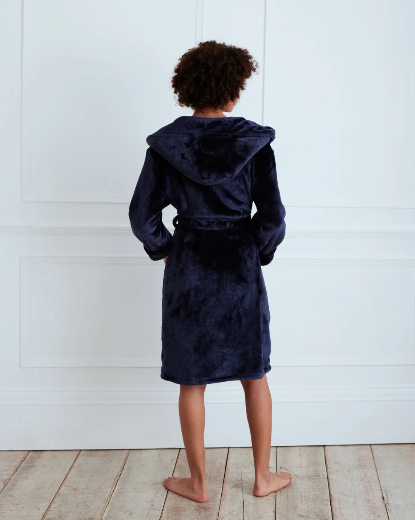 Fleece Dressing Gown - Navy