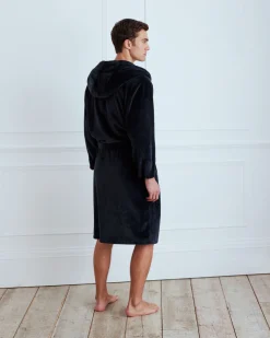Fleece Hooded Dressing Gown - Navy