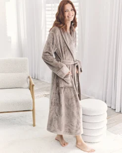 Fleece Long Dressing Gown - Beige