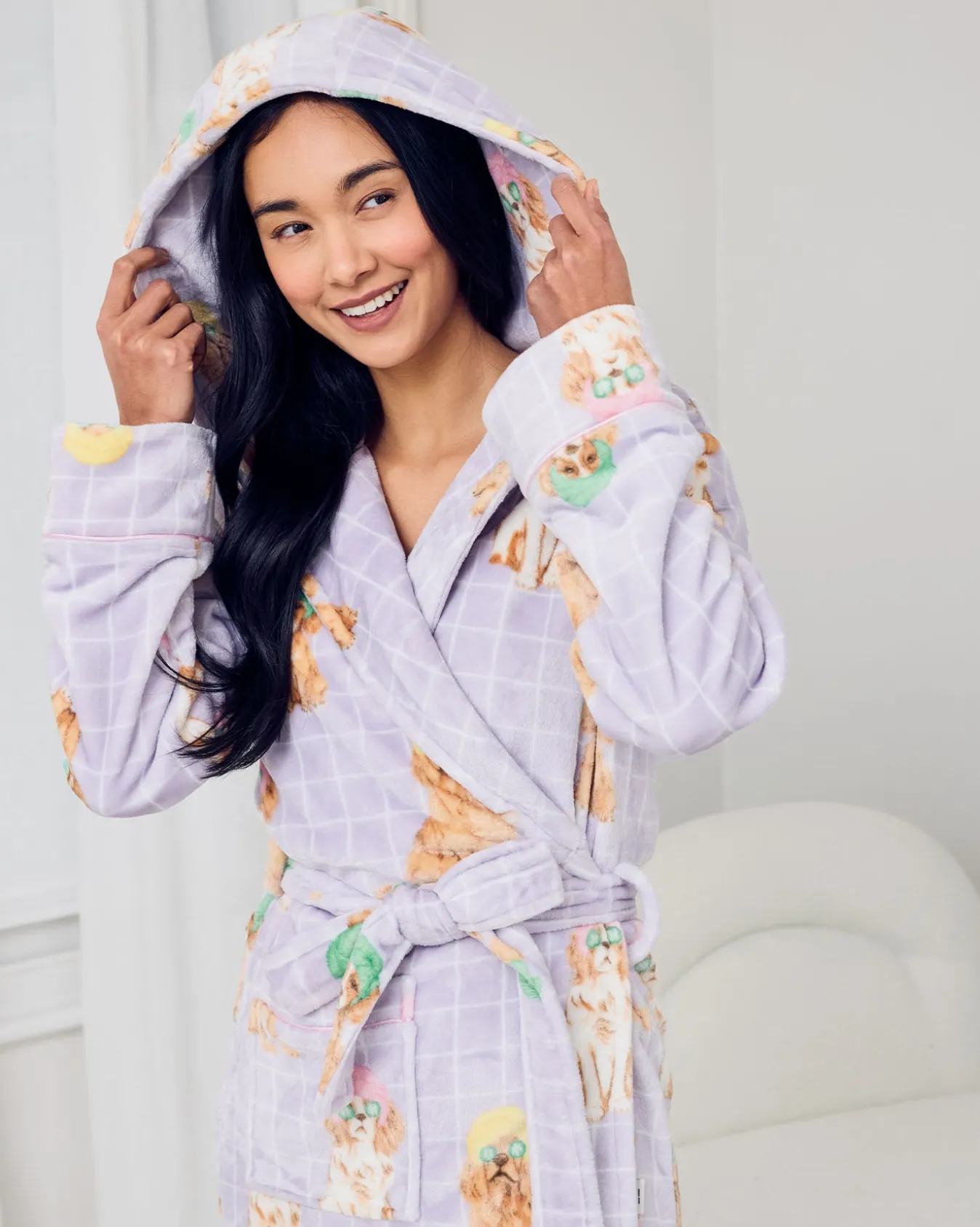 Fleece Spa Dogs Print Dressing Gown
