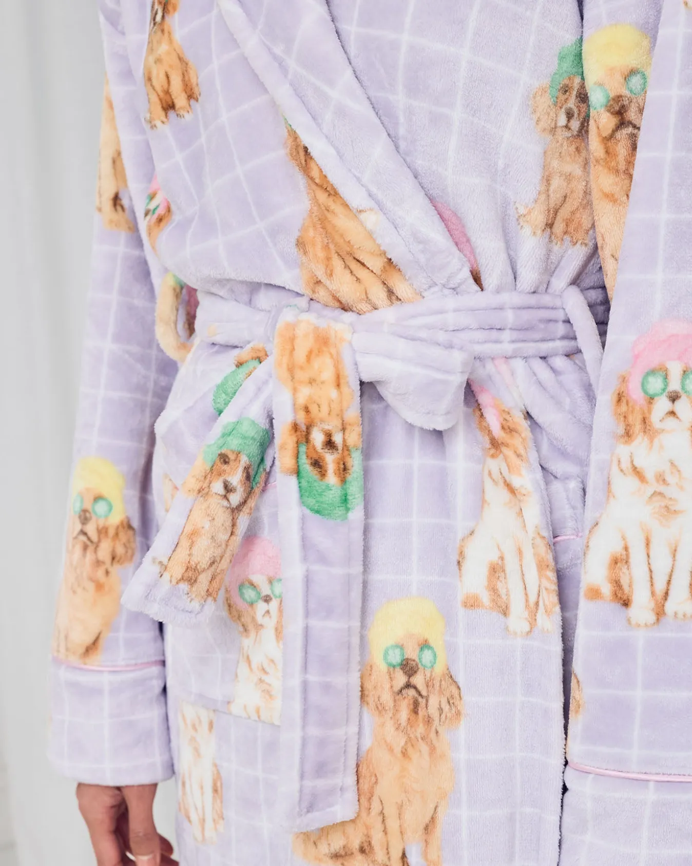 Fleece Spa Dogs Print Dressing Gown
