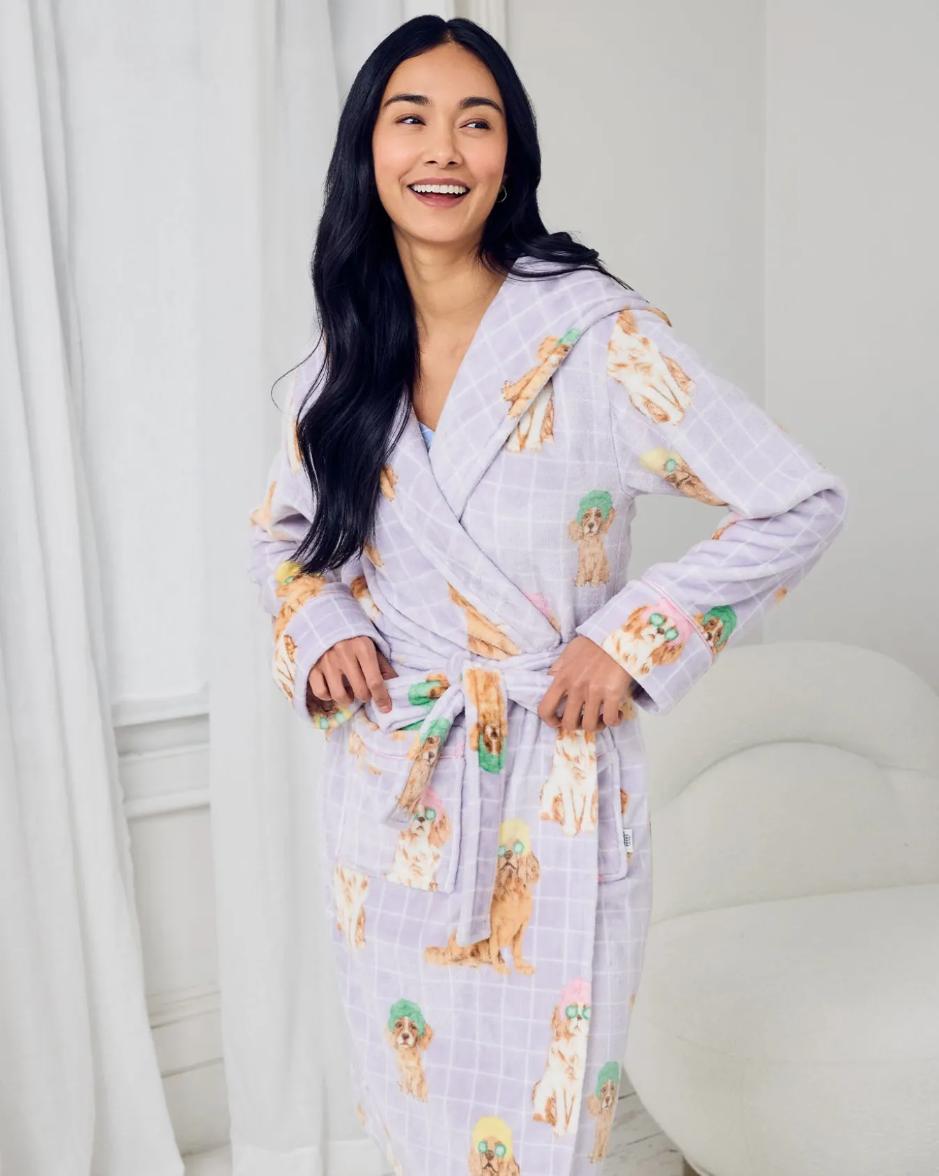 Fleece Spa Dogs Print Dressing Gown