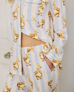 Fluffy Ducklings Stripe Long Pyjama Set