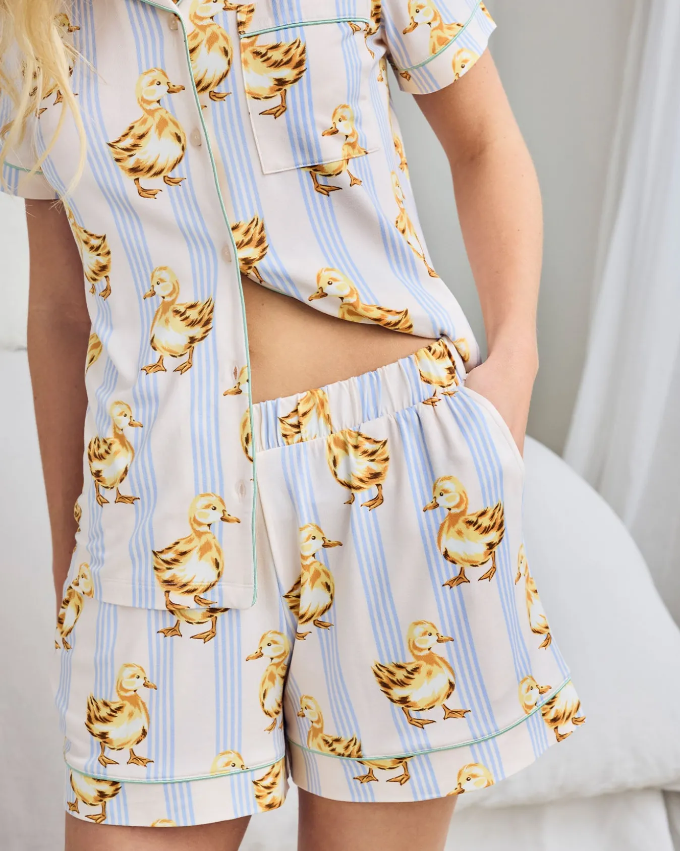 Fluffy Ducklings Stripe Short Pyjama Set