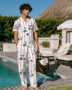 Golf Dogs Stripe Print Long Pyjama Set
