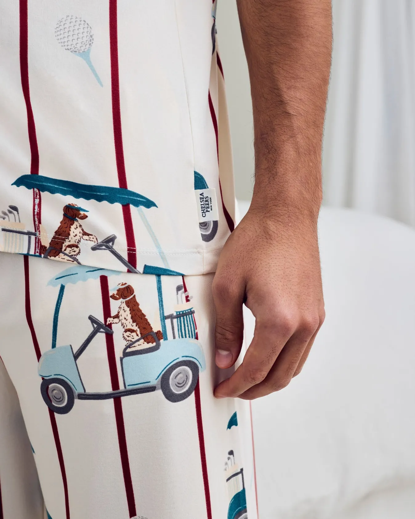 Golf Dogs Stripe Print Long Pyjama Set