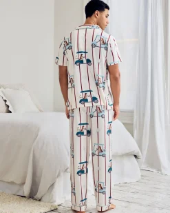 Golf Dogs Stripe Print Long Pyjama Set