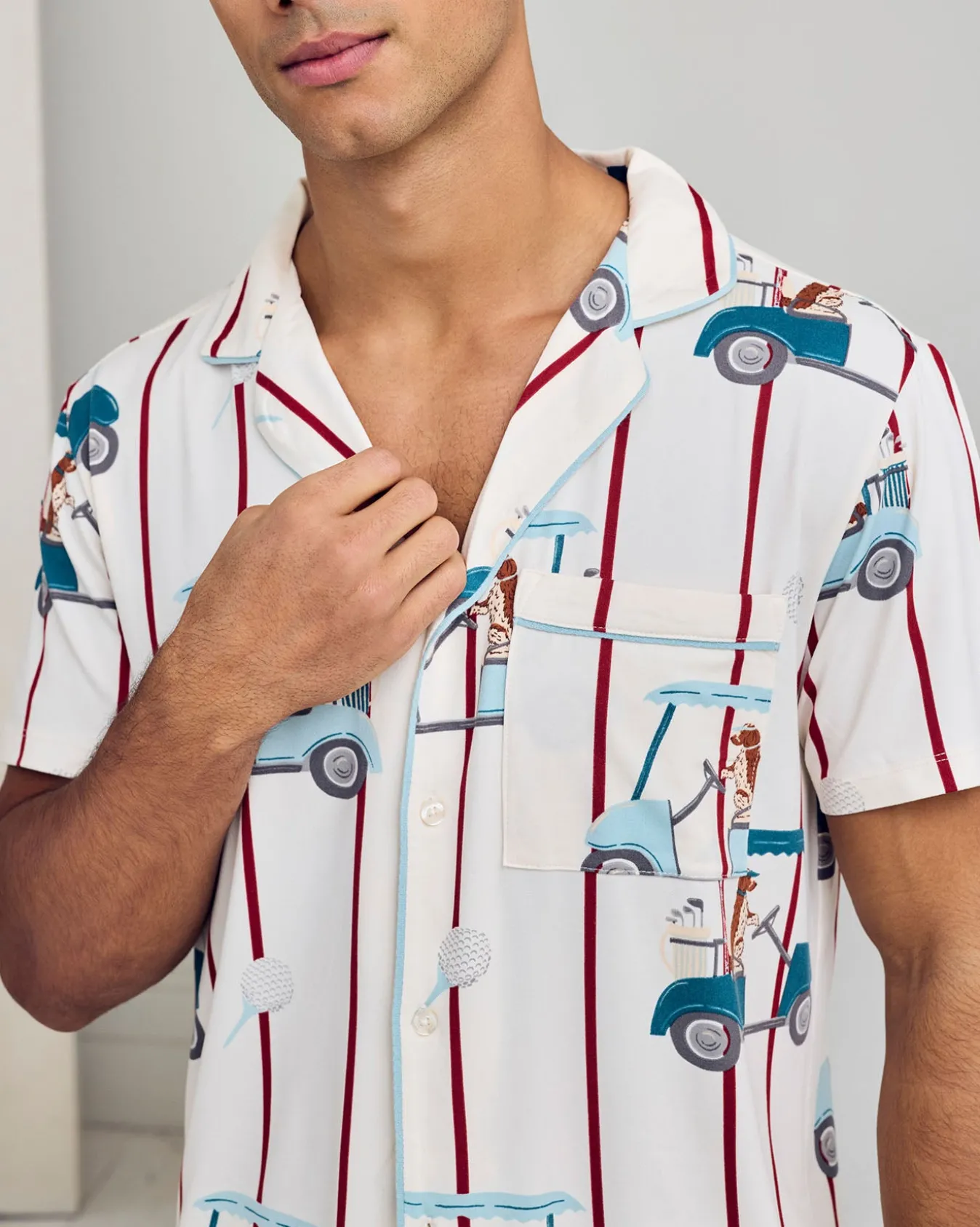 Golf Dogs Stripe Print Long Pyjama Set