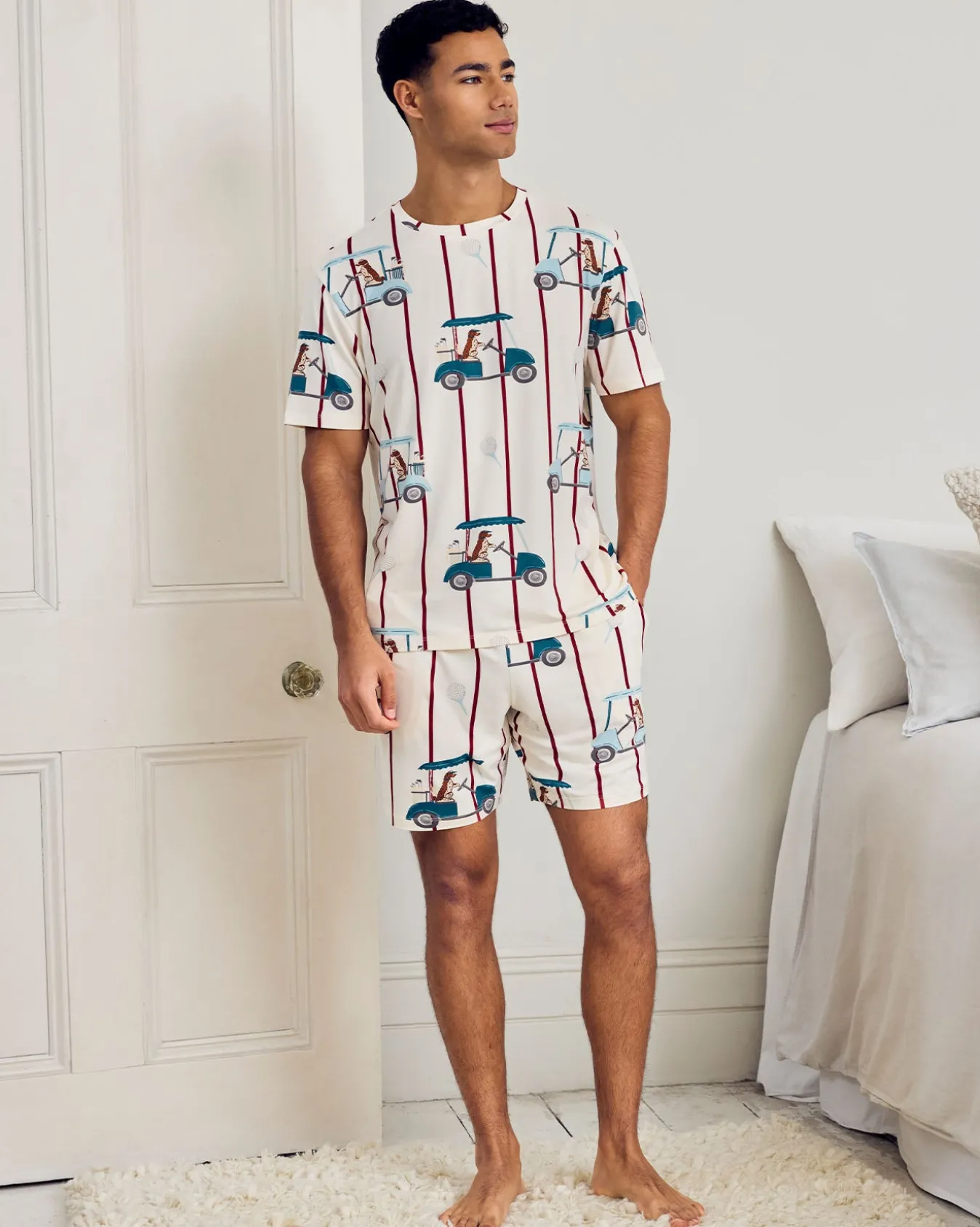 Golf Dogs Stripe Print Short Pyjama Set