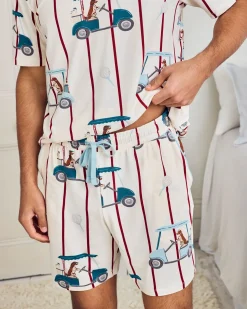 Golf Dogs Stripe Print Short Pyjama Set