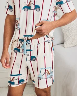 Golf Dogs Stripe Print Short Pyjama Set