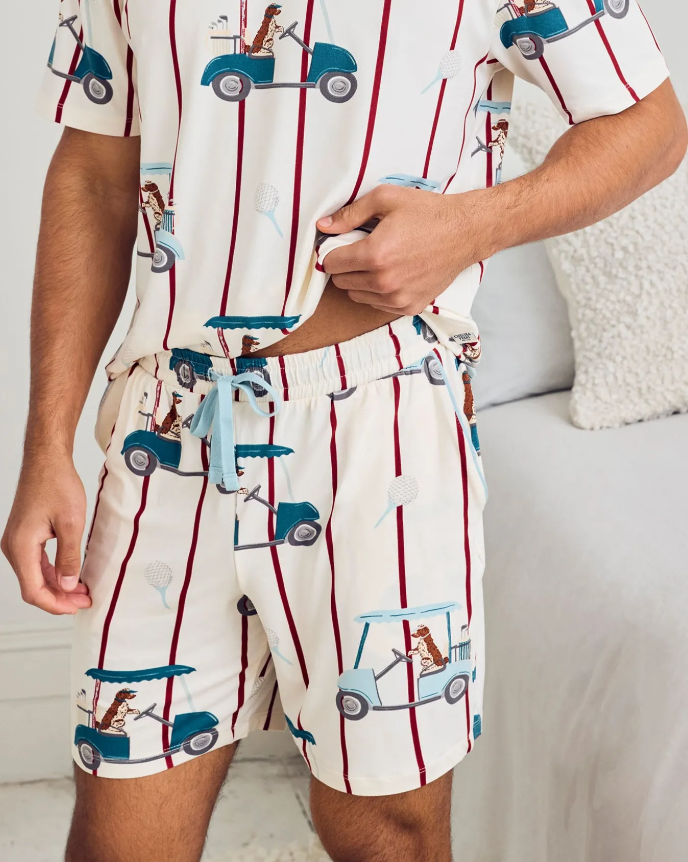 Golf Dogs Stripe Print Short Pyjama Set
