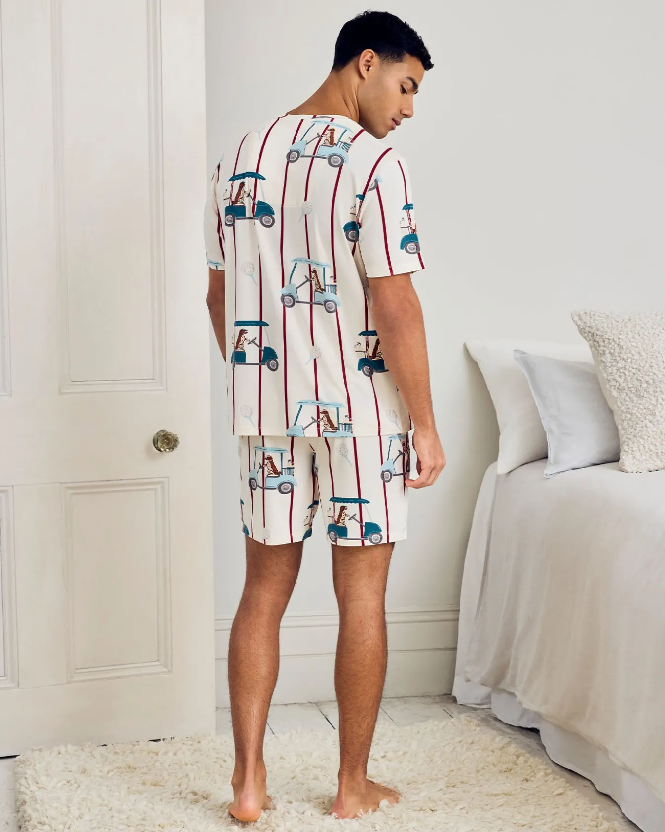 Golf Dogs Stripe Print Short Pyjama Set