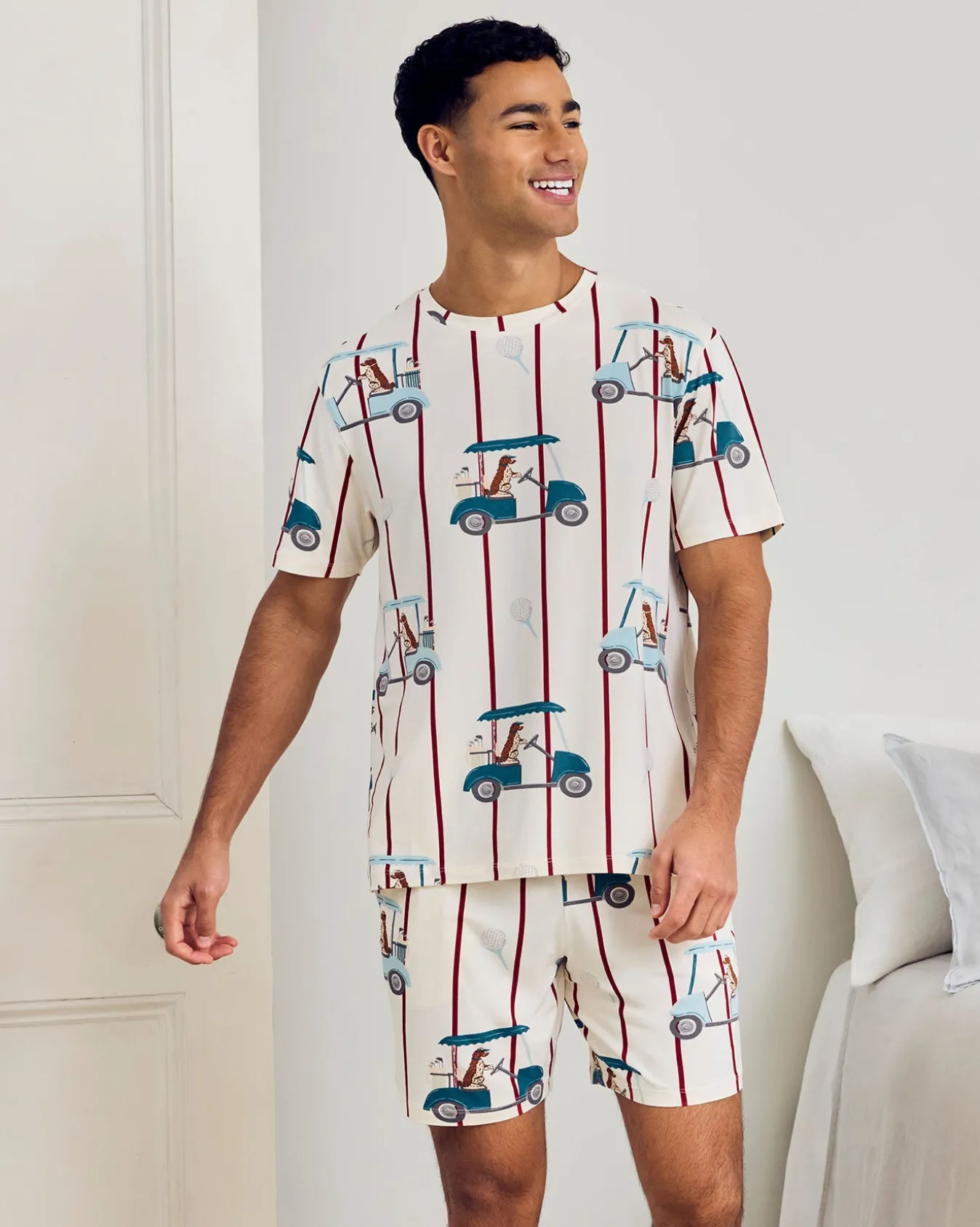 Golf Dogs Stripe Print Short Pyjama Set