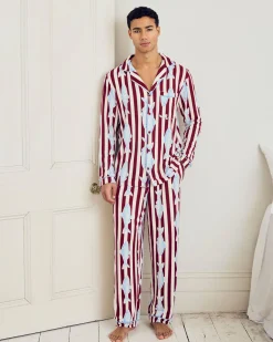 Gone Fishing Stripe Print Long Pyjama Set