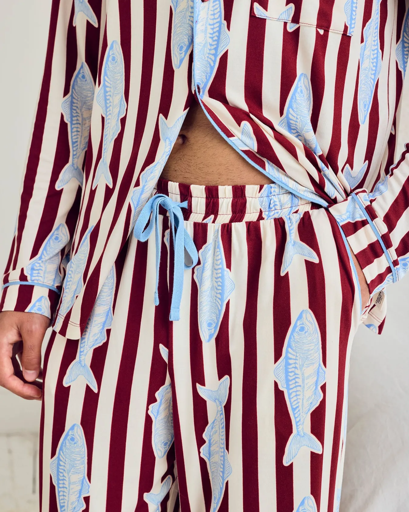 Gone Fishing Stripe Print Long Pyjama Set