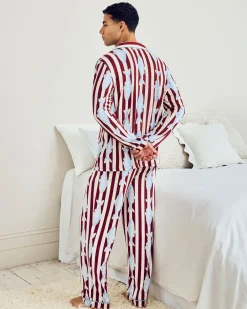 Gone Fishing Stripe Print Long Pyjama Set