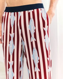 Gone Fishing Stripe Print Long Pyjama Bottoms