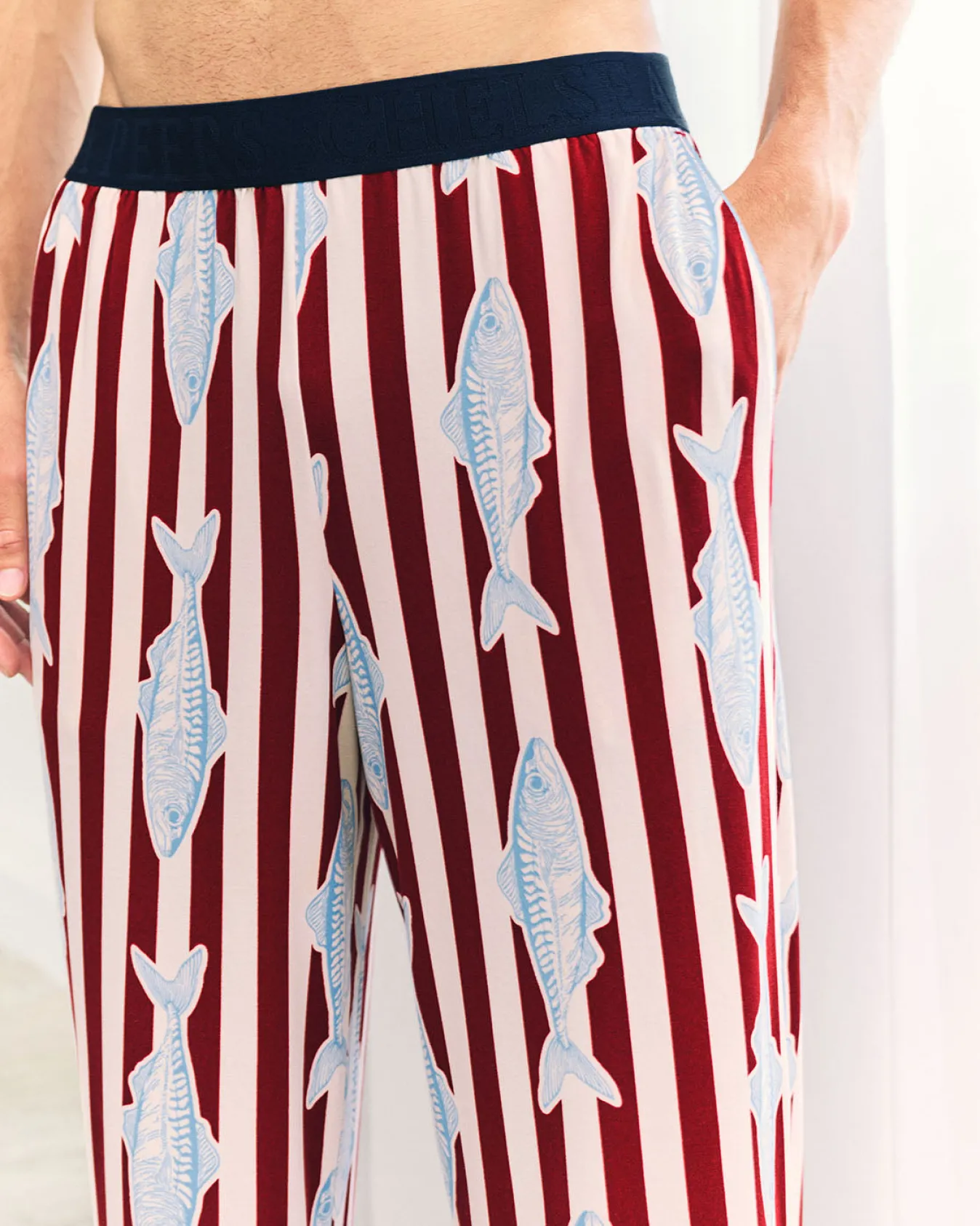 Gone Fishing Stripe Print Long Pyjama Bottoms